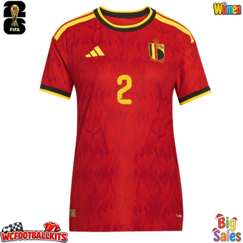 Belgium Zeno Debast #2 Replica Home Stadium Shirt for Women World Cup 2026 Short Sleeve